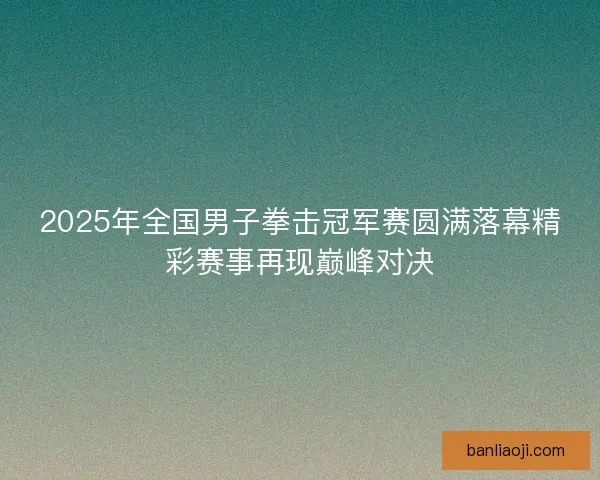 2025年全国男子拳击冠军赛圆满落幕精彩赛事再现巅峰对决