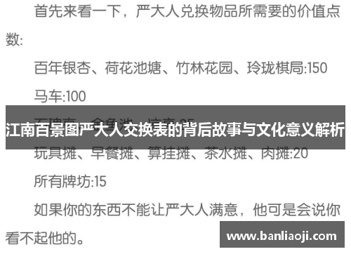 江南百景图严大人交换表的背后故事与文化意义解析